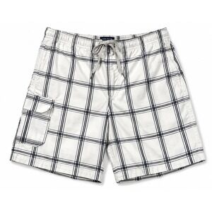 OP Ocean Pacific Opflex Men's Lg 36-38 Board Shorts Plaid White Y2K Style Swim